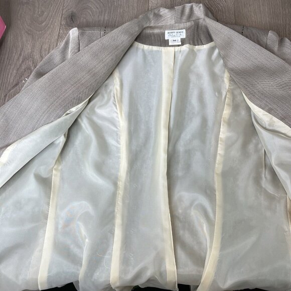 Hobby Horse Woman M Taupe Strip Blk Stitch Sequined 2 Button Western Show Jacket - Picture 10 of 11